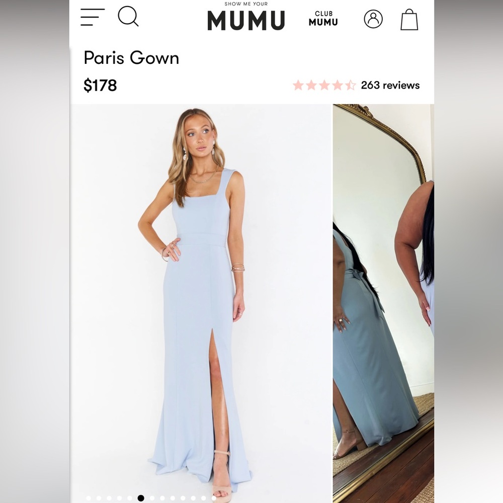 Show me your mumu blue Paris gown nwot M retails $180